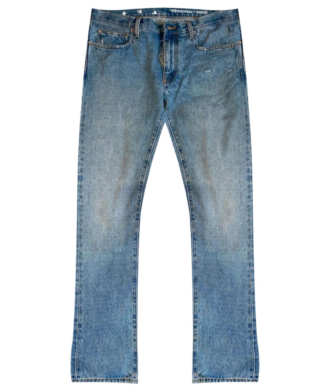 OFF-WHITE Голубые хлопковые прямые джинсы, фото 1