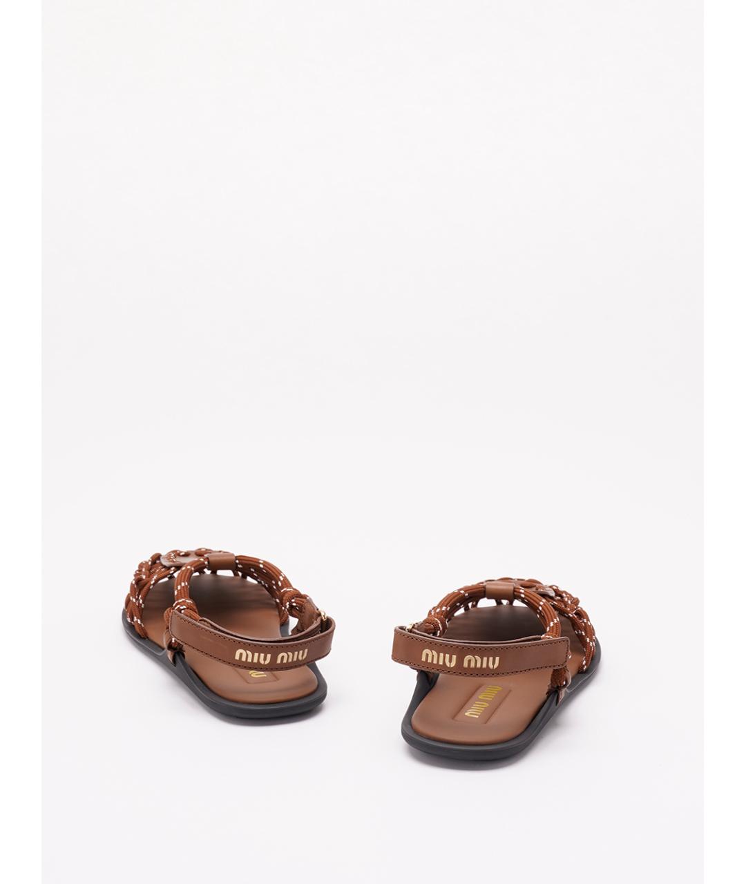 MIU MIU Коричневые кожаные сандалии, фото 3