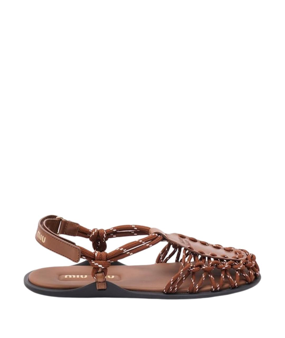 MIU MIU Коричневые кожаные сандалии, фото 1