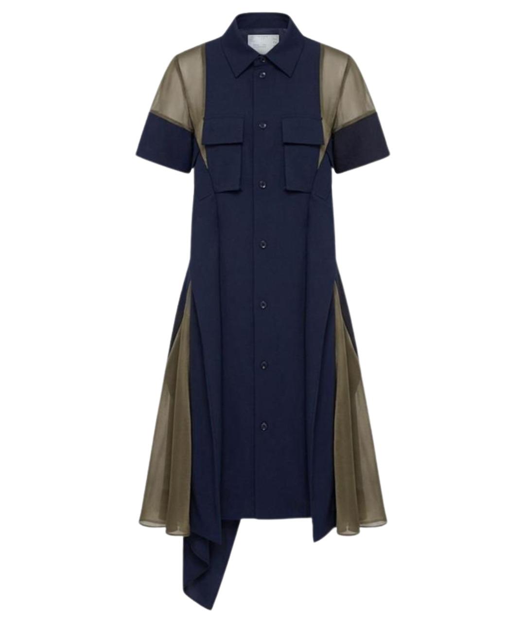 SACAI Синее шерстяное повседневное платье, фото 1