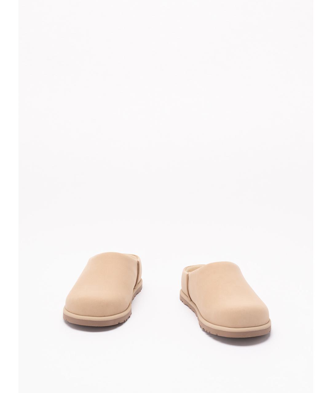 UGG AUSTRALIA Бежевые кожаные сабо, фото 2