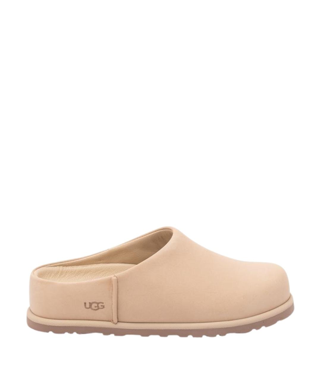 UGG AUSTRALIA Бежевые кожаные сабо, фото 1