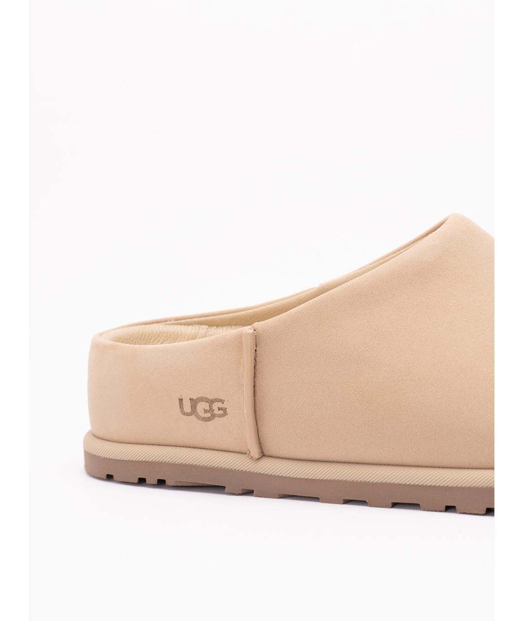 UGG AUSTRALIA Бежевые кожаные сабо, фото 5