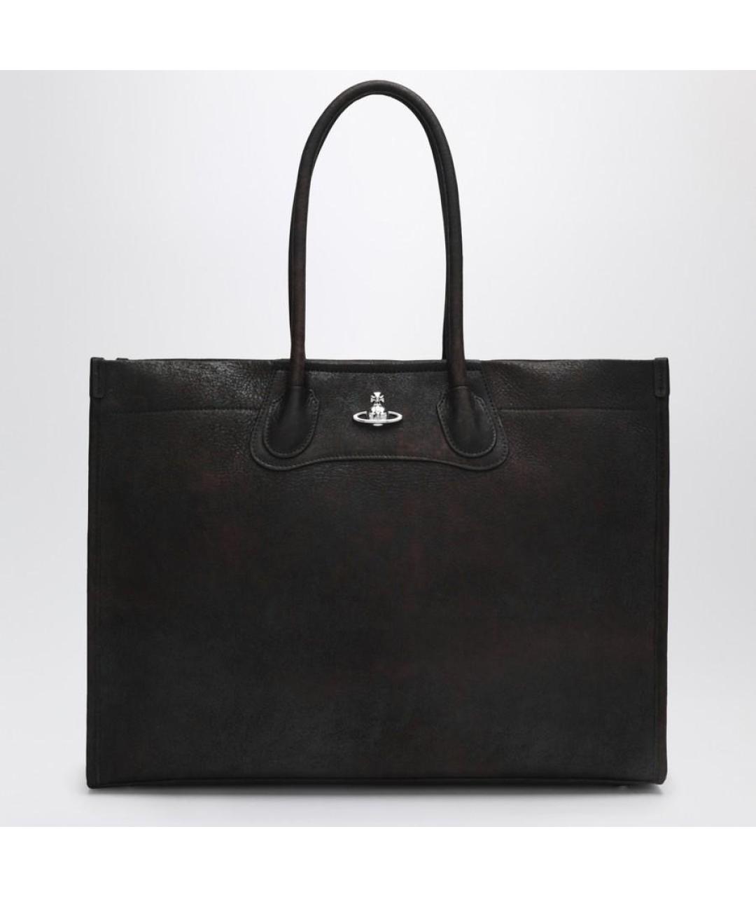 VIVIENNE WESTWOOD Коричневая кожаная сумка тоут, фото 3