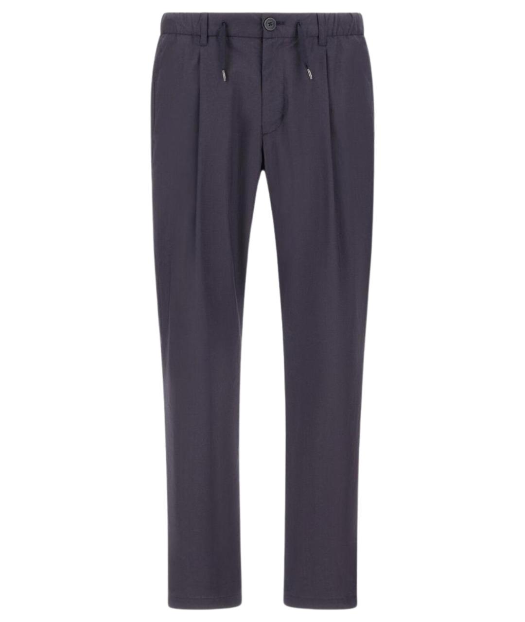 HERNO Синие хлопковые классические брюки, фото 1