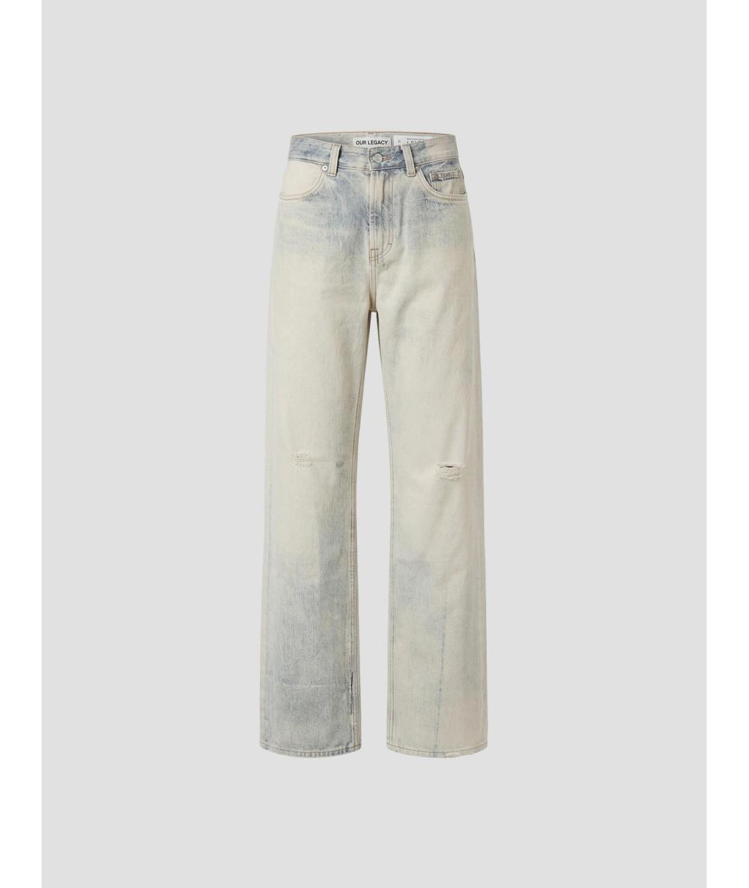 OUR LEGACY Серые хлопковые прямые джинсы, фото 4