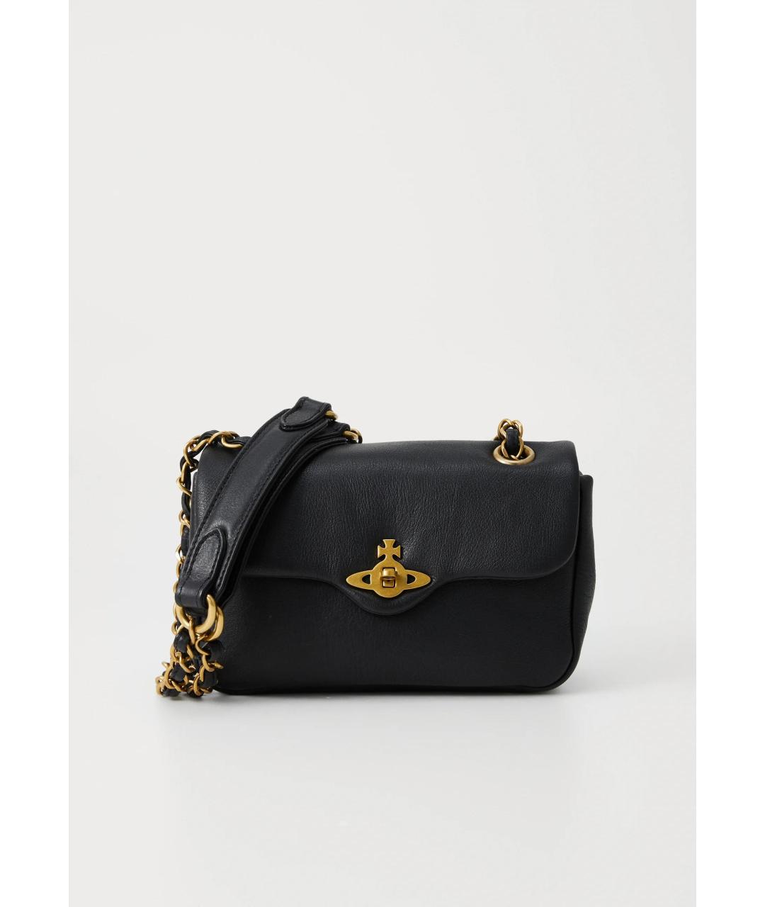 VIVIENNE WESTWOOD Черная кожаная сумка через плечо, фото 3