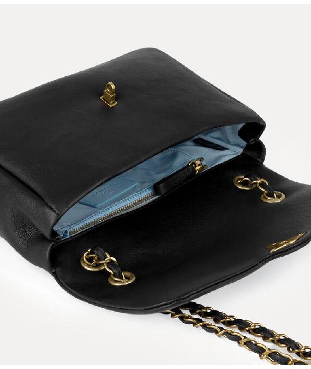 VIVIENNE WESTWOOD Черная кожаная сумка через плечо, фото 2