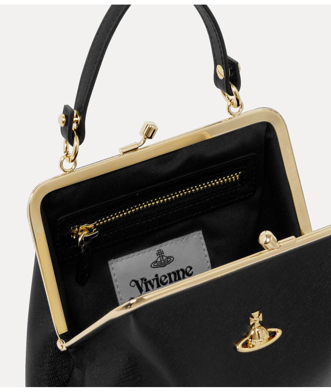 VIVIENNE WESTWOOD Черная сумка с короткими ручками из искусственной кожи, фото 2