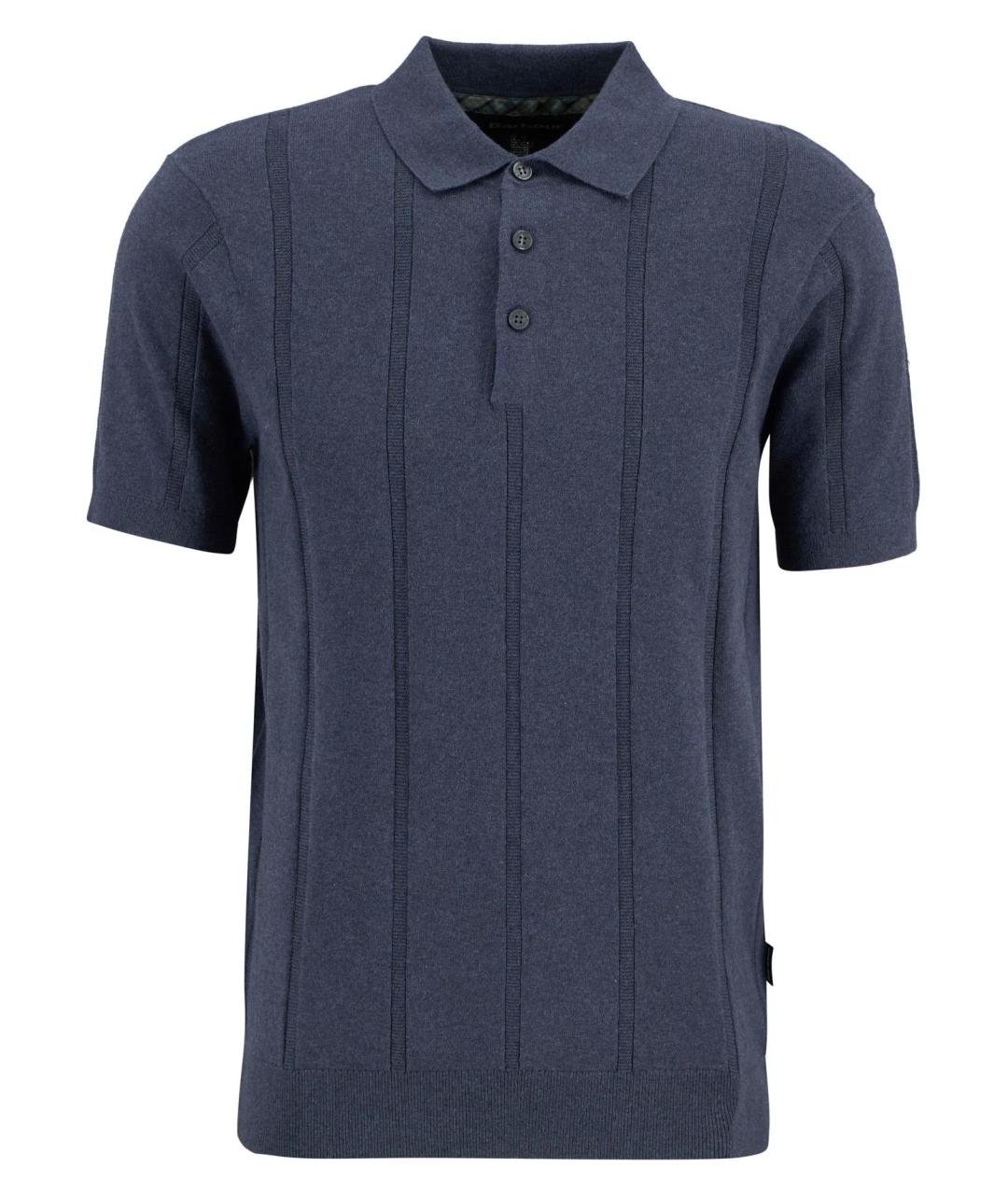 BARBOUR Темно-синее хлопковое поло с коротким рукавом, фото 1