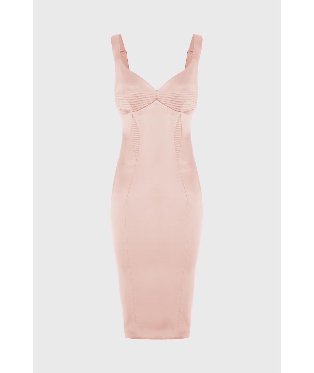 ELISABETTA FRANCHI Бежевое полиэстеровое коктейльное платье, фото 3