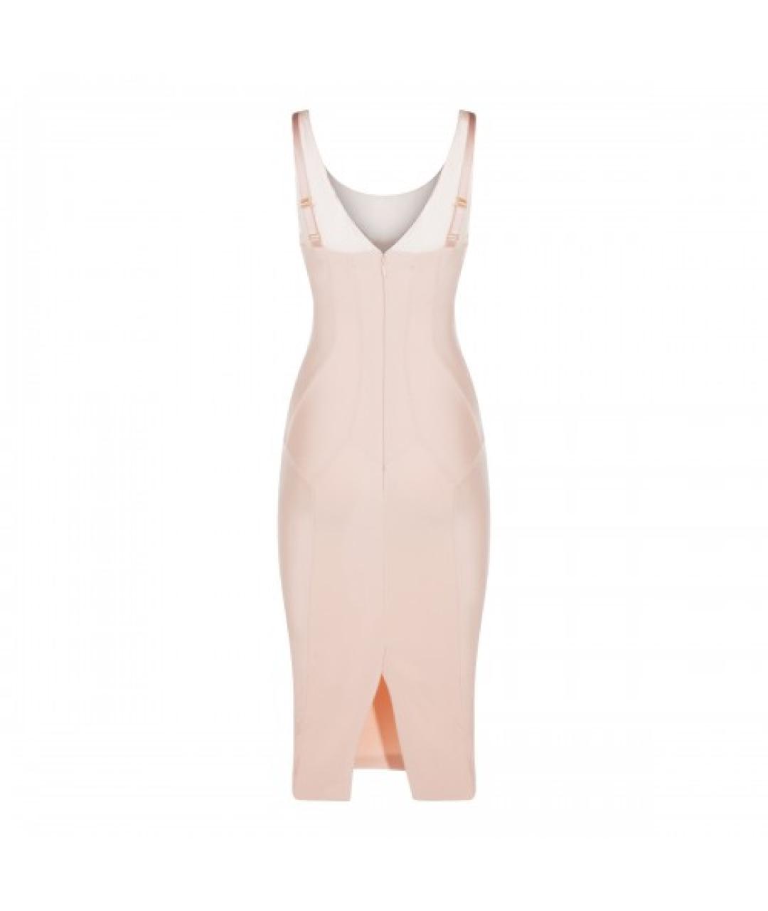 ELISABETTA FRANCHI Бежевое полиэстеровое коктейльное платье, фото 2