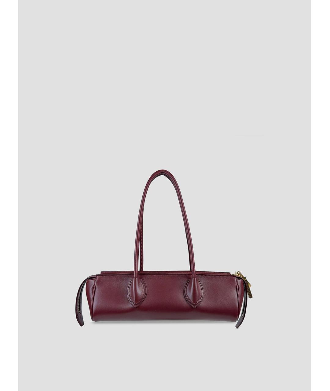 KHAITE Бордовая кожаная сумка тоут, фото 3