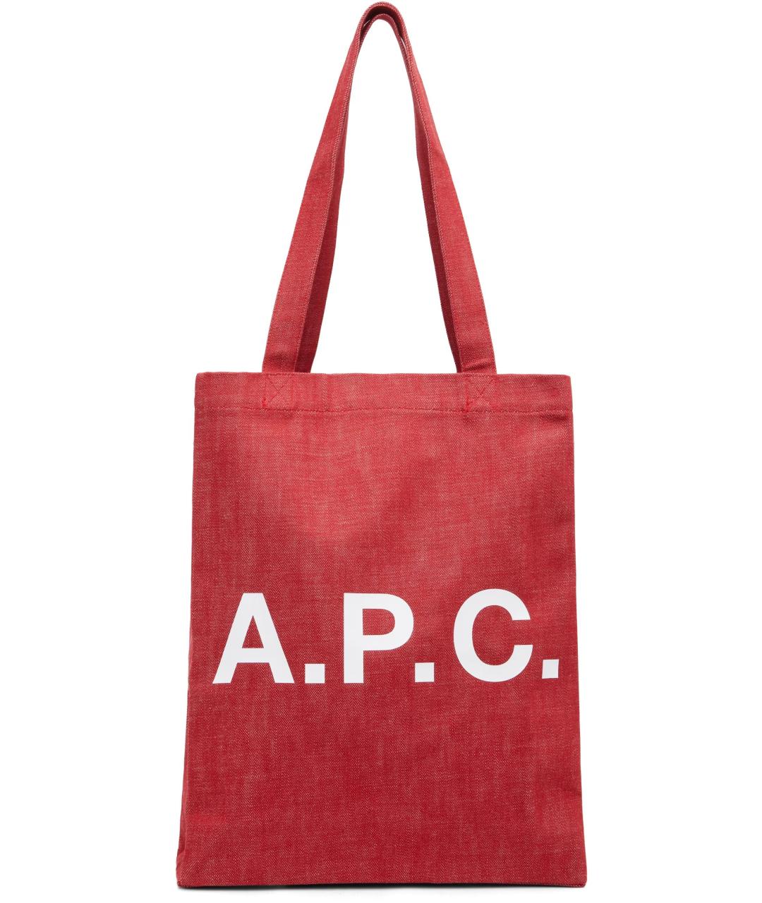 A.P.C. Красная хлопковая сумка тоут, фото 1