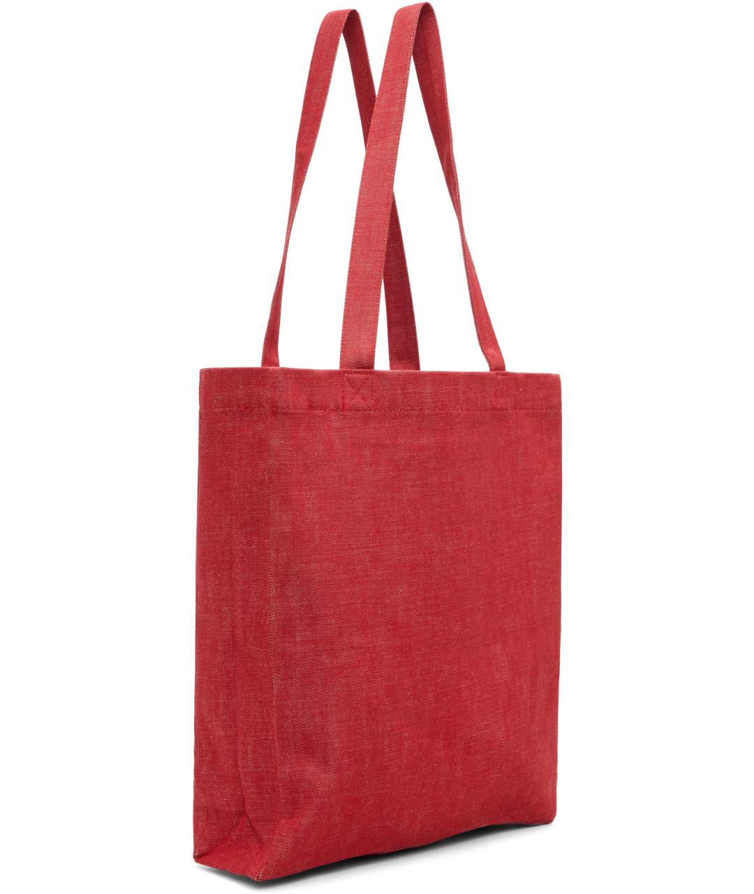 A.P.C. Красная хлопковая сумка тоут, фото 2