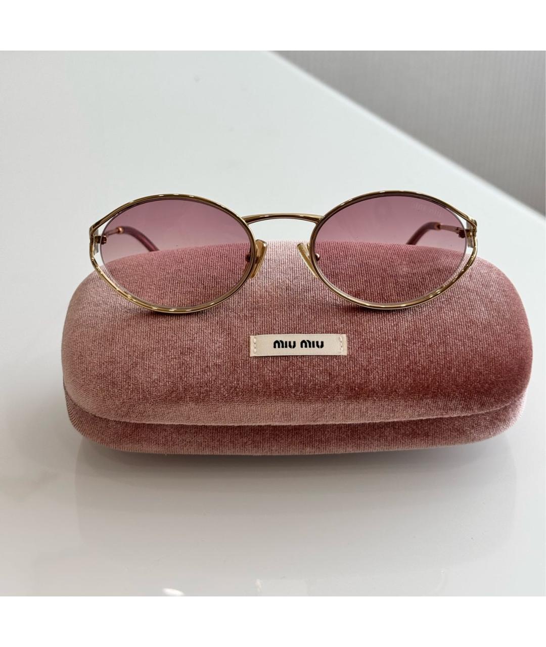 MIU MIU Золотые металлические солнцезащитные очки, фото 3