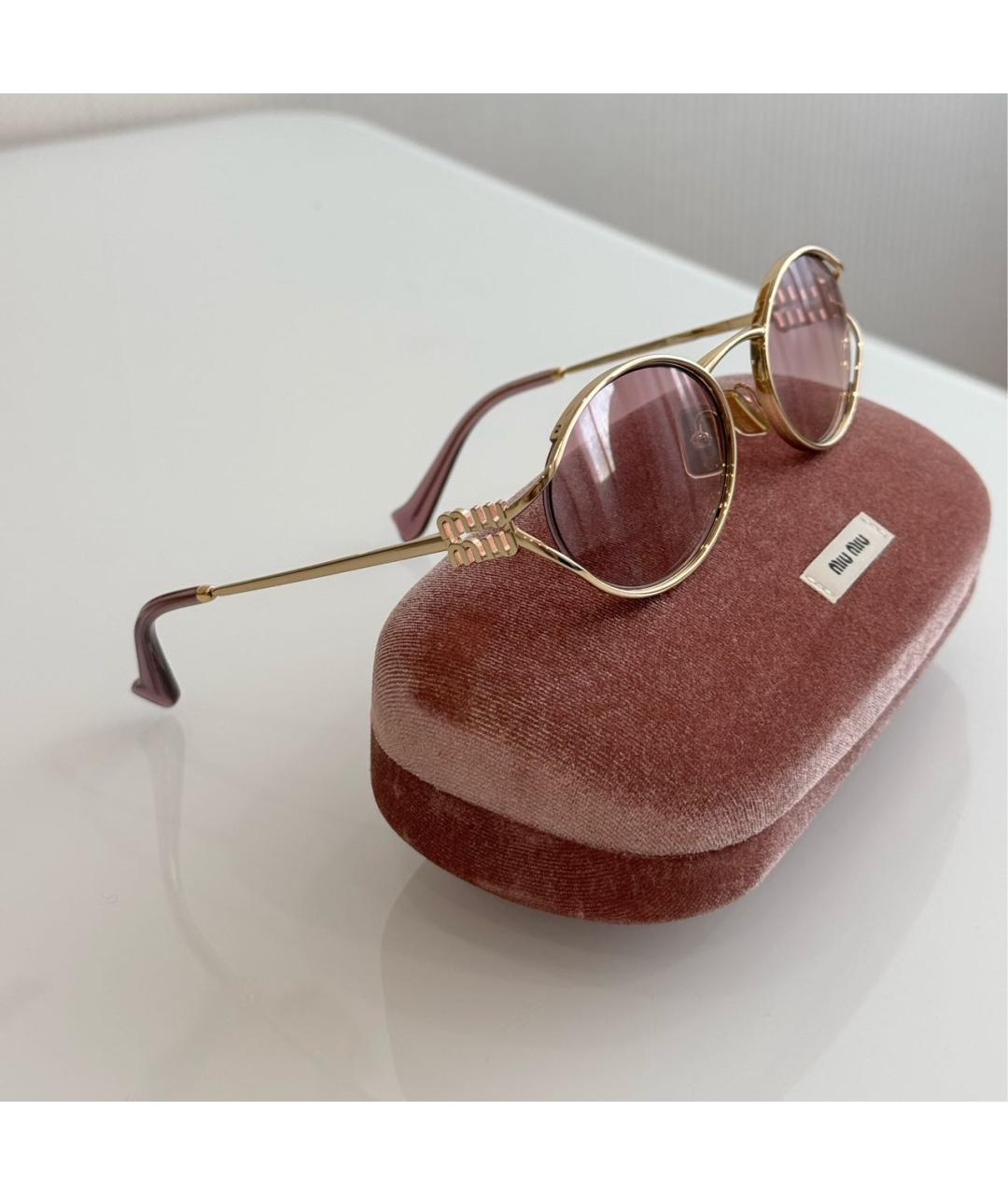 MIU MIU Золотые металлические солнцезащитные очки, фото 2
