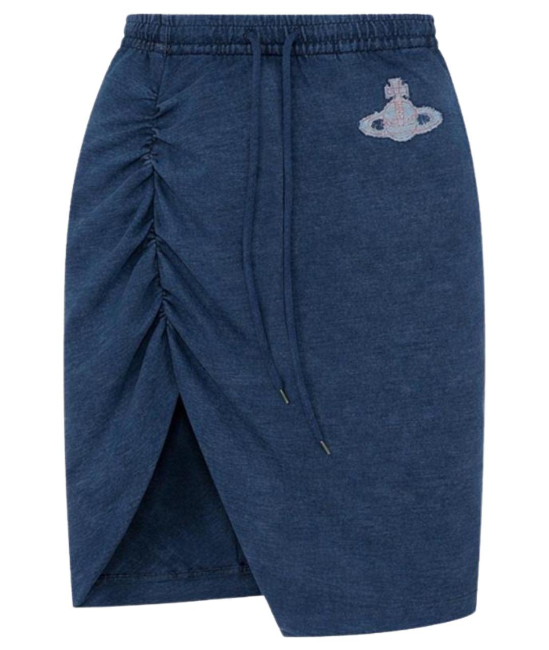 VIVIENNE WESTWOOD Синяя хлопковая юбка мини, фото 1