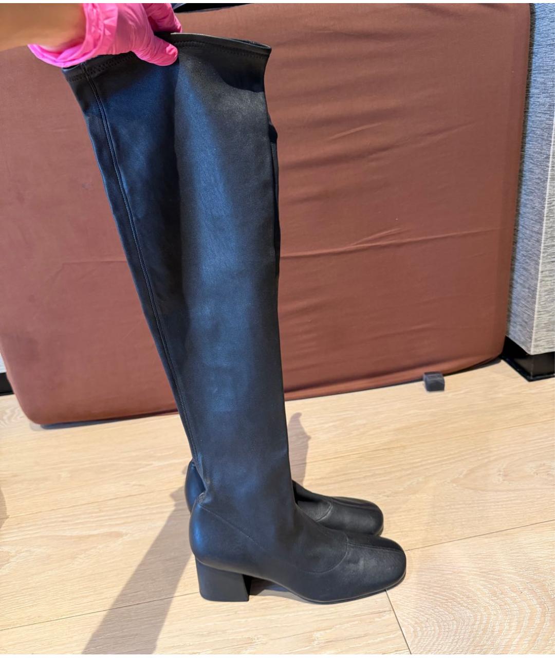 BY FAR Черные кожаные ботфорты, фото 5