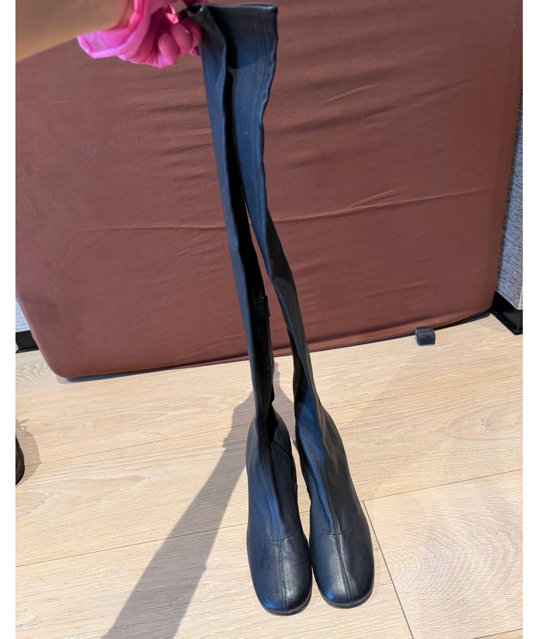 BY FAR Черные кожаные ботфорты, фото 2
