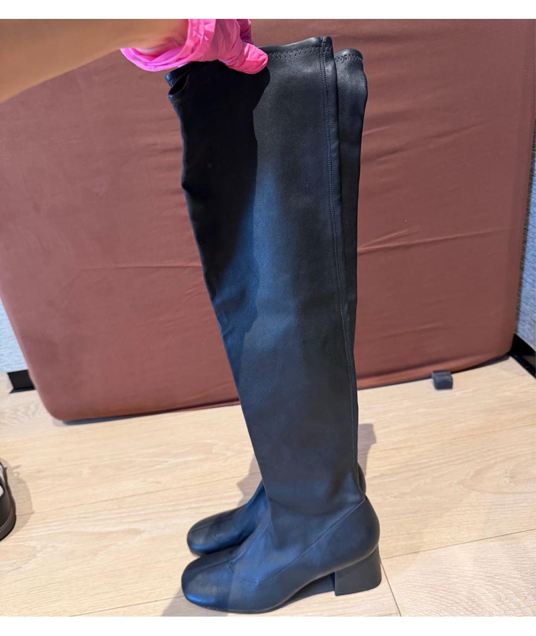 BY FAR Черные кожаные ботфорты, фото 8