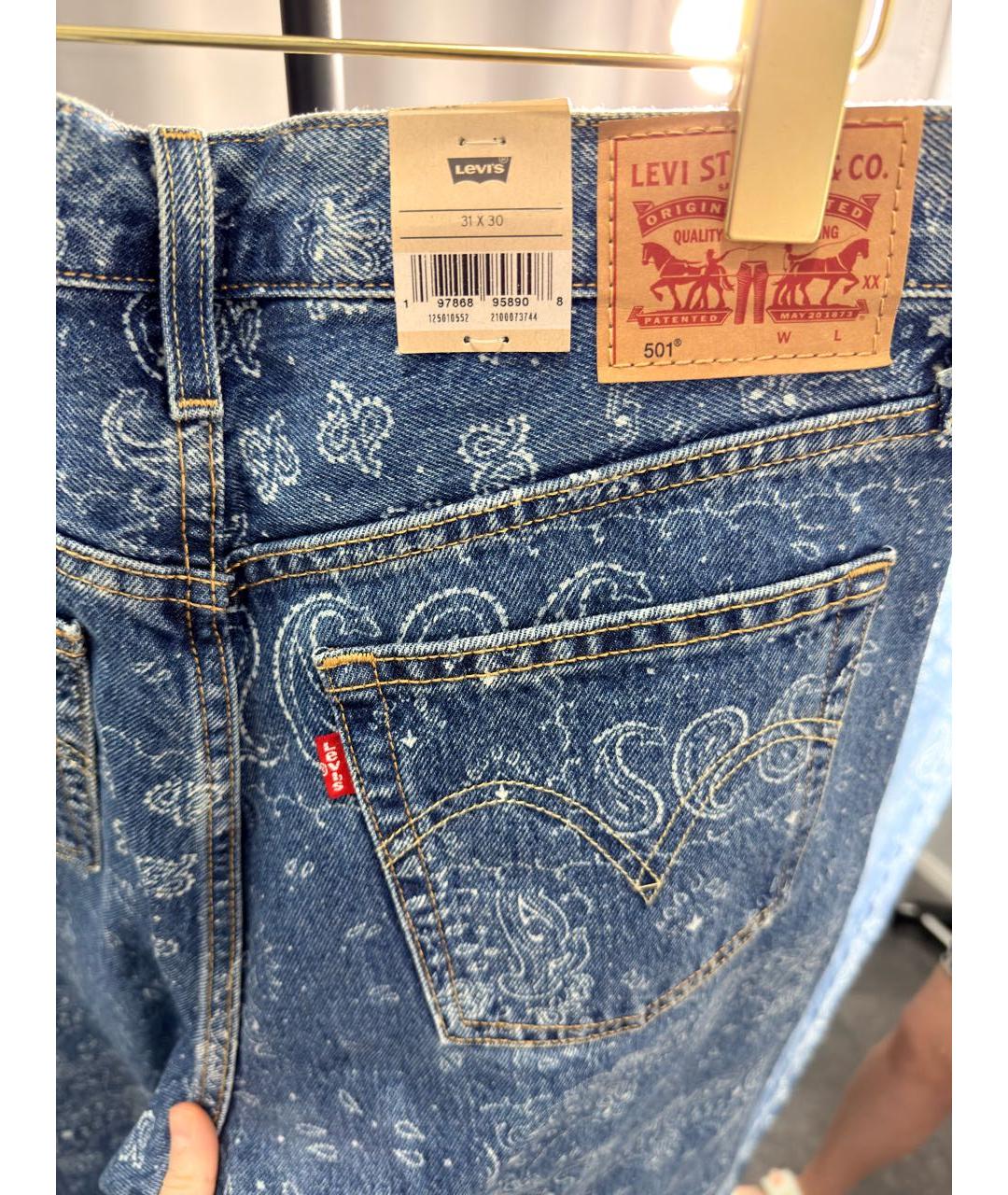 LEVI'S Синие хлопковые прямые джинсы, фото 3
