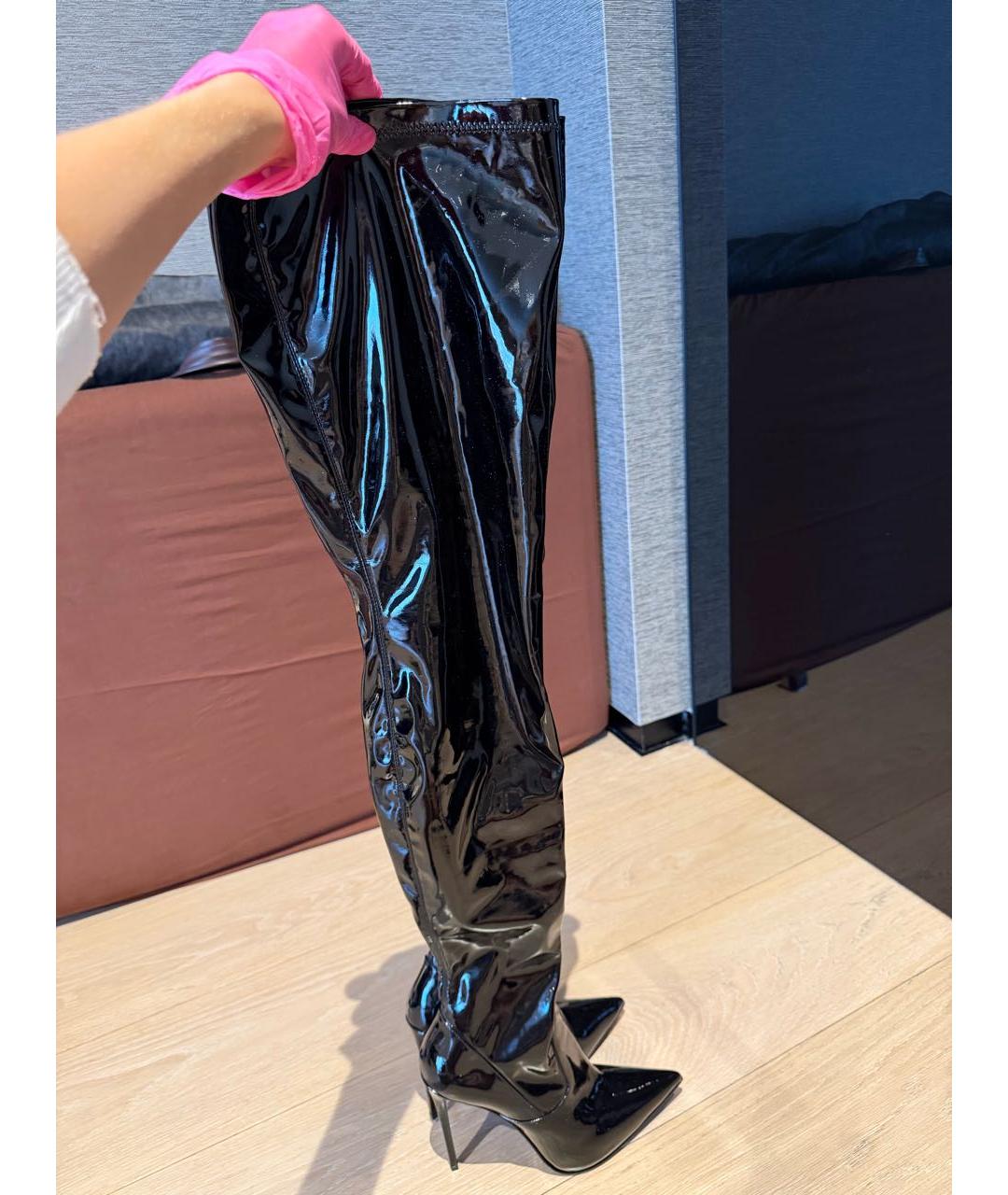 LE SILLA Черные ботфорты из лакированной кожи, фото 3