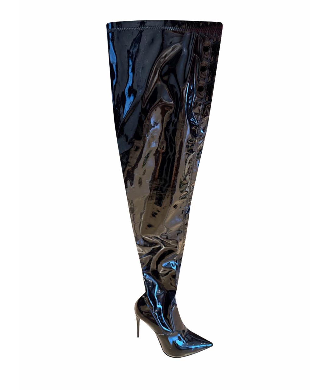 LE SILLA Черные ботфорты из лакированной кожи, фото 1