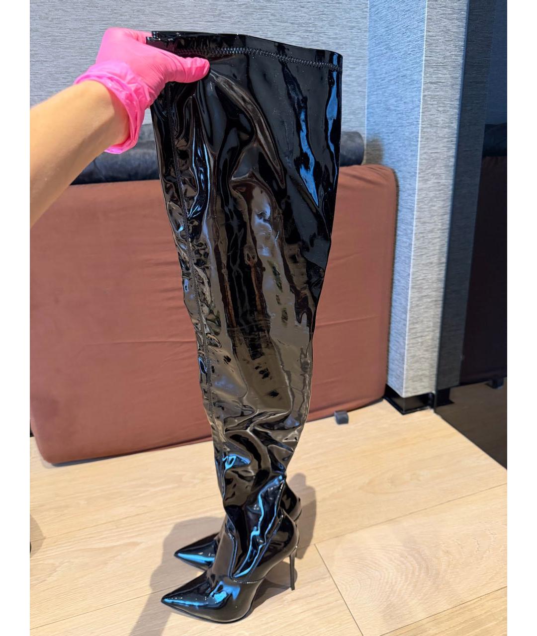 LE SILLA Черные ботфорты из лакированной кожи, фото 9