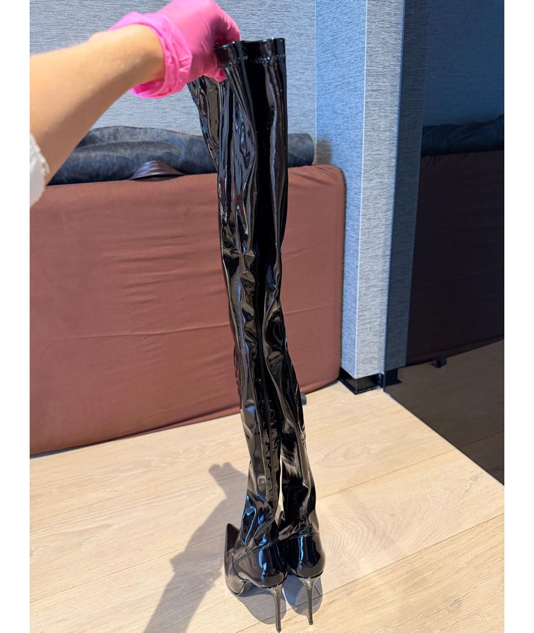 LE SILLA Черные ботфорты из лакированной кожи, фото 2