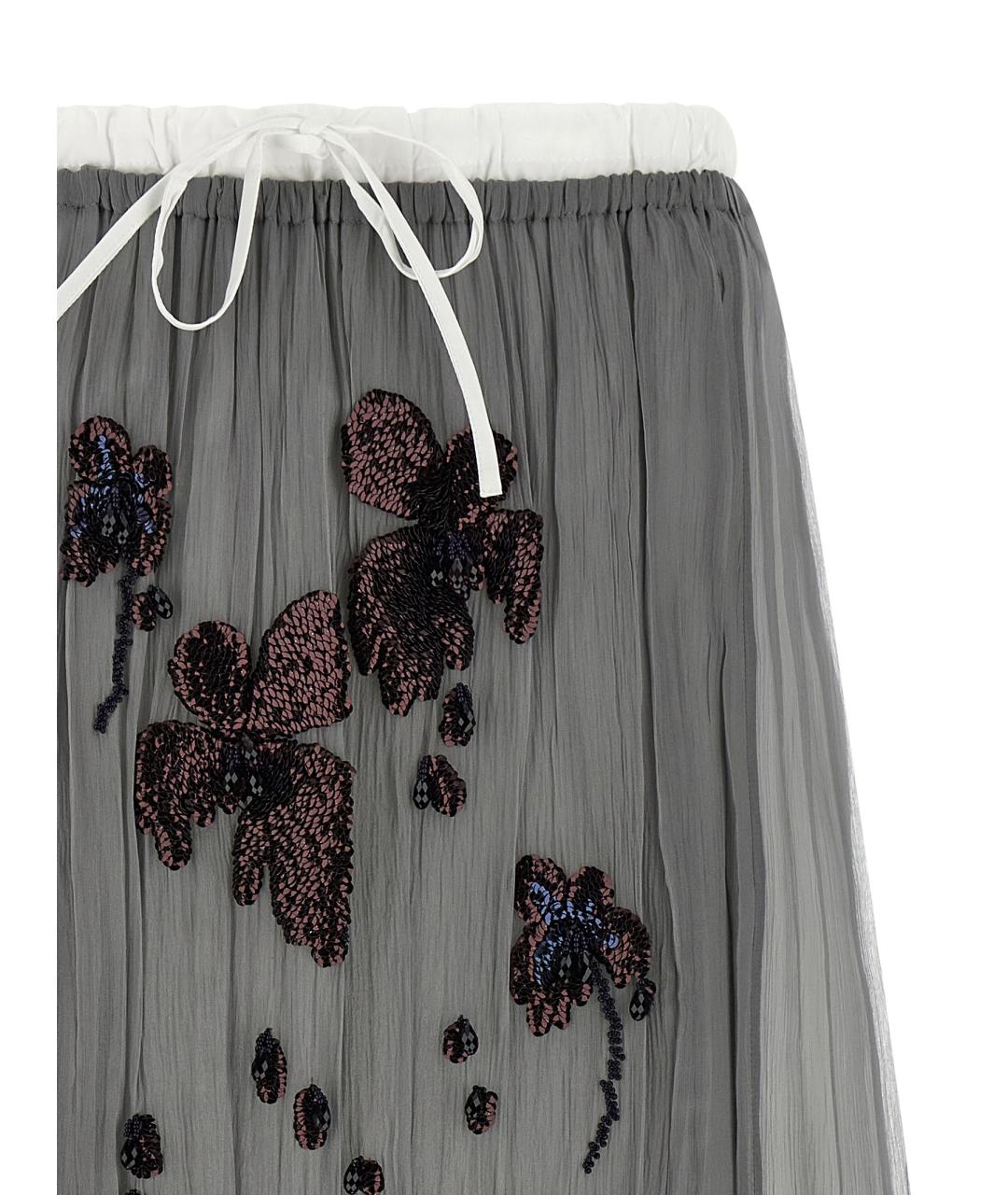 PRADA Серебряная шелковая юбка миди, фото 3