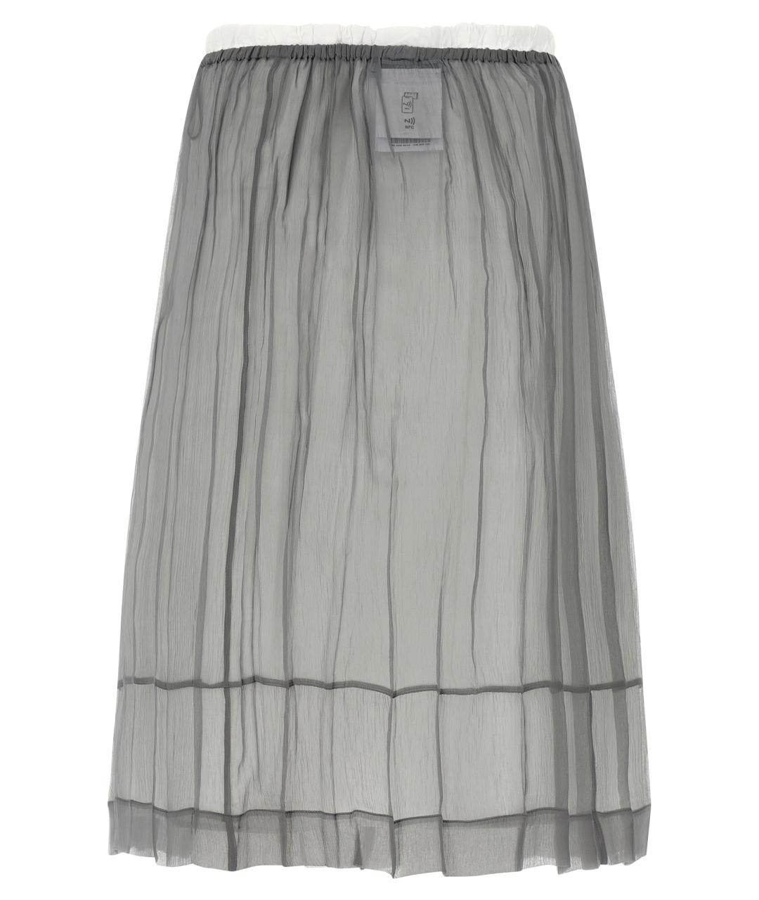 PRADA Серебряная шелковая юбка миди, фото 2