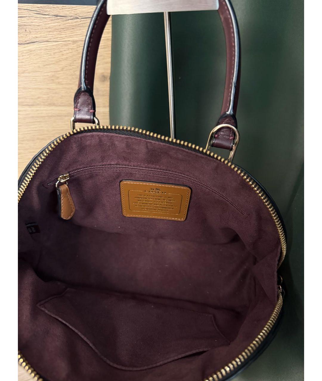 COACH Черная кожаная сумка тоут, фото 6