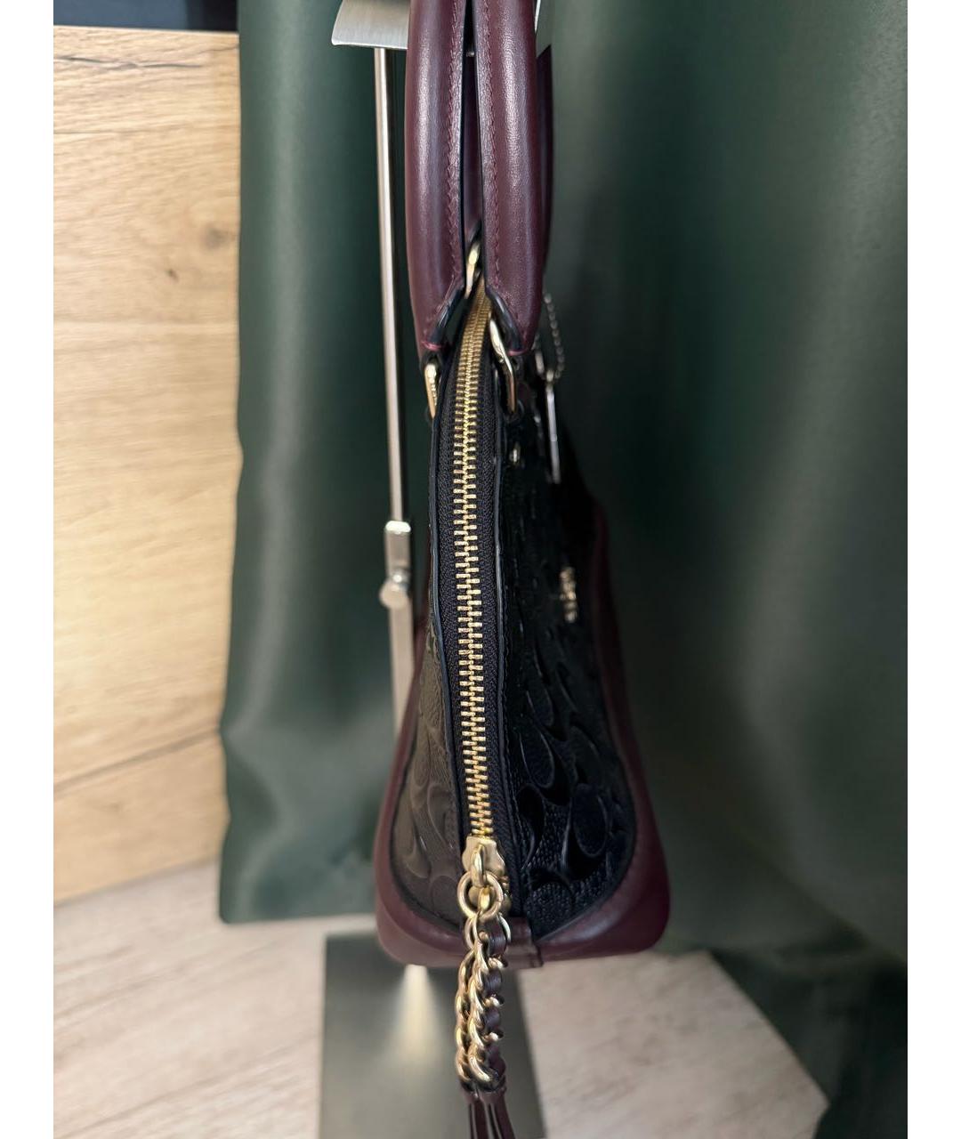 COACH Черная кожаная сумка тоут, фото 4