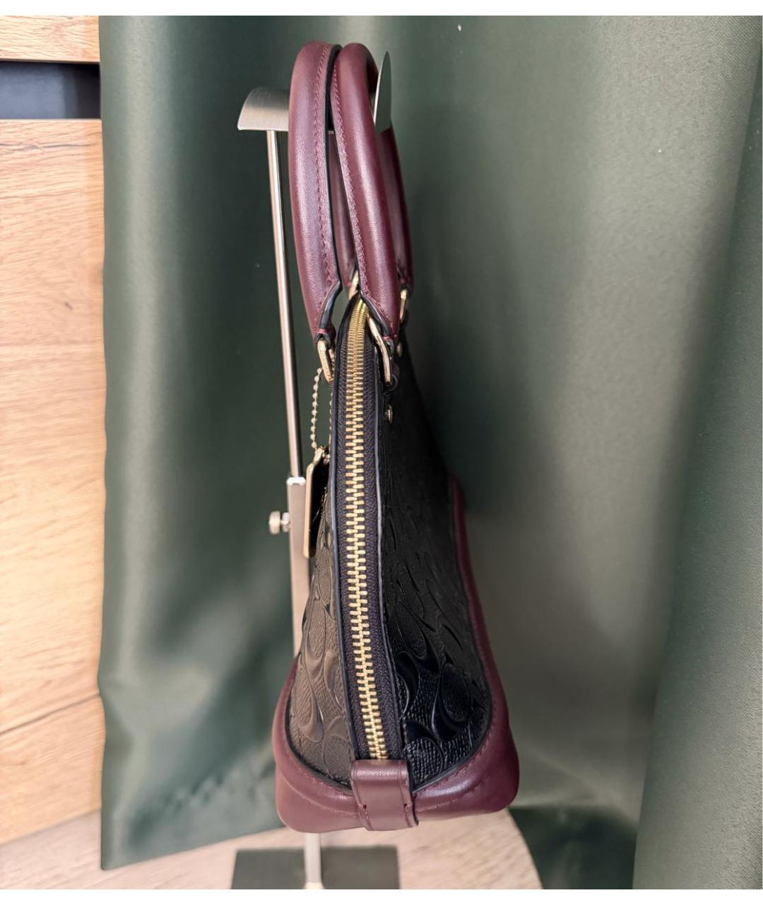 COACH Черная кожаная сумка тоут, фото 3