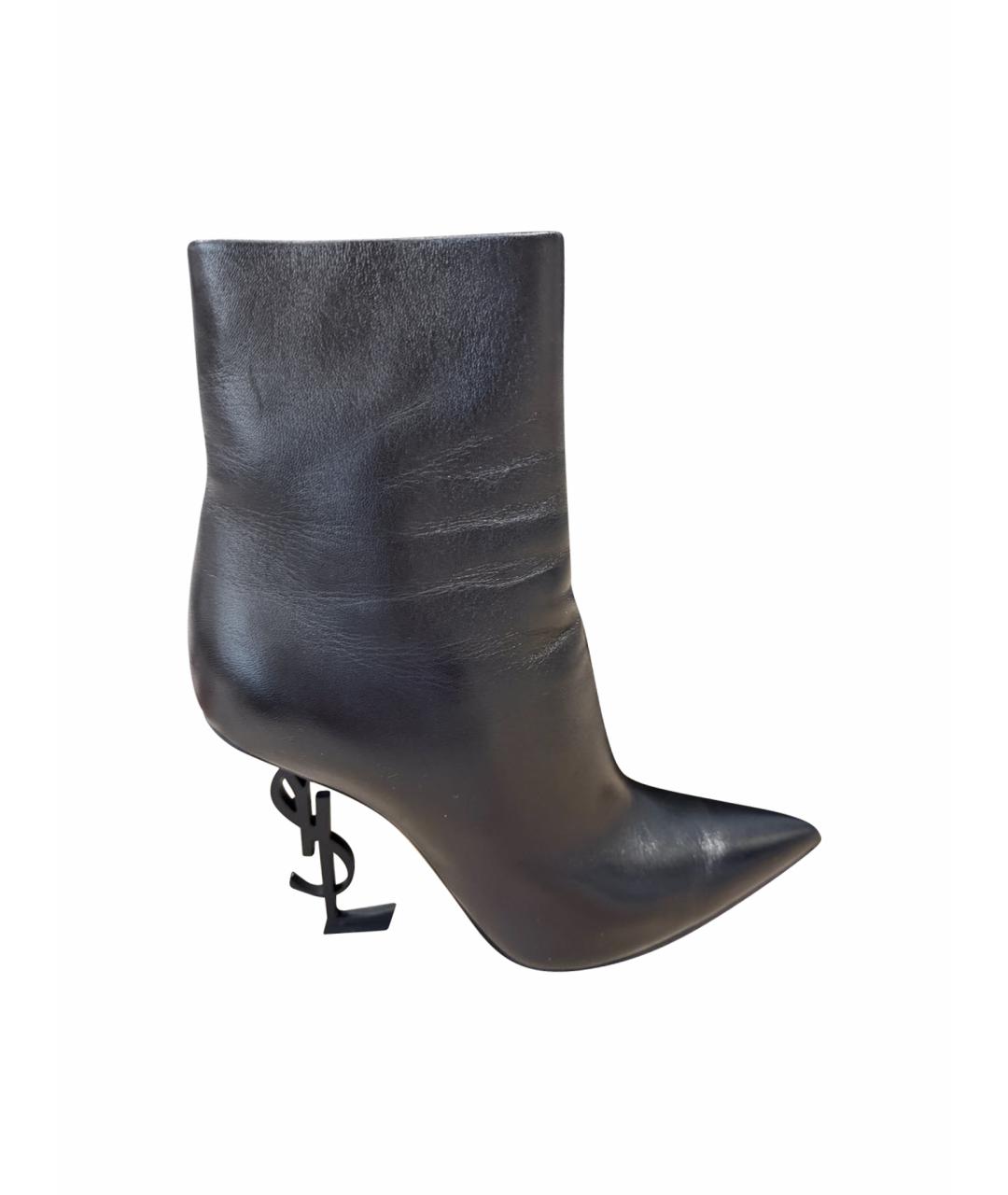 SAINT LAURENT Черные кожаные ботильоны, фото 1