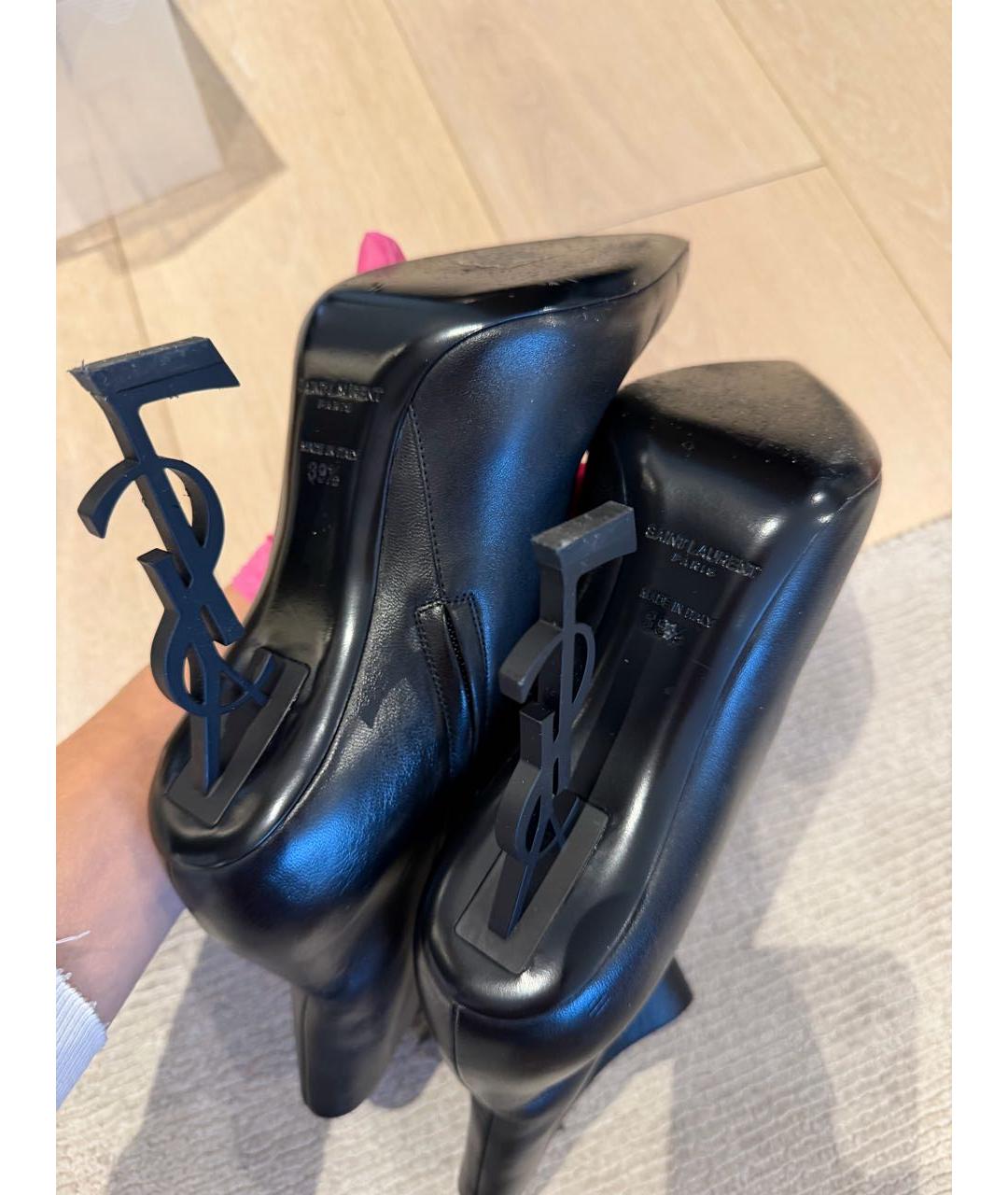 SAINT LAURENT Черные кожаные ботильоны, фото 5