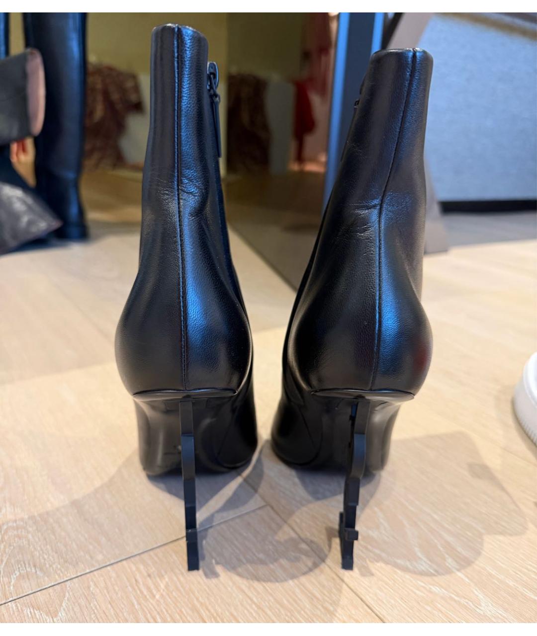 SAINT LAURENT Черные кожаные ботильоны, фото 3