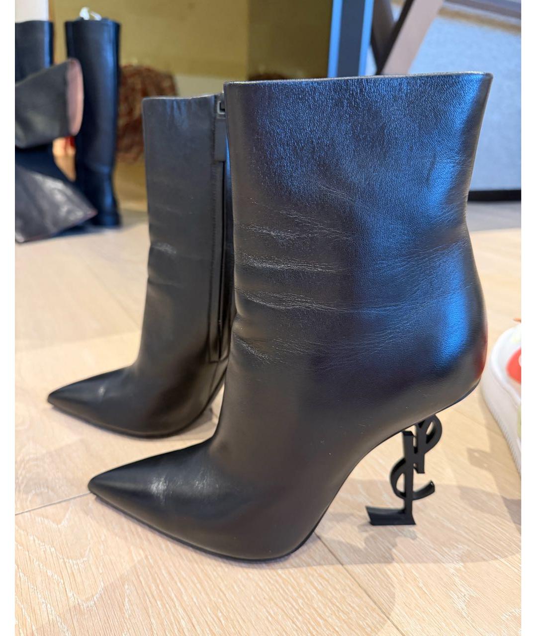 SAINT LAURENT Черные кожаные ботильоны, фото 6