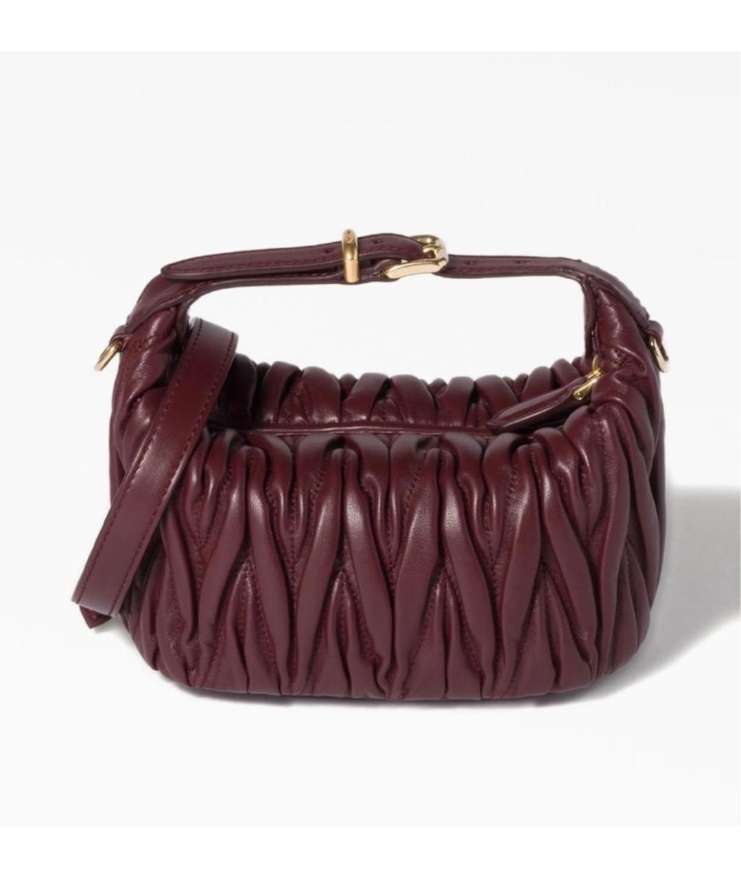 MIU MIU Бордовая кожаная сумка с короткими ручками, фото 3