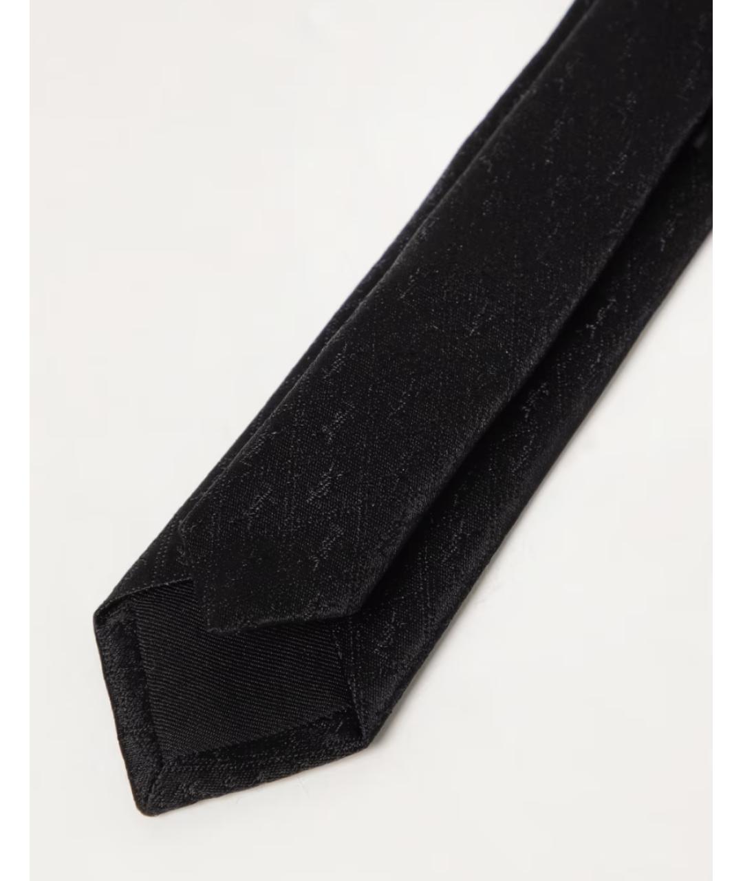 SAINT LAURENT Черный шелковый галстук, фото 2