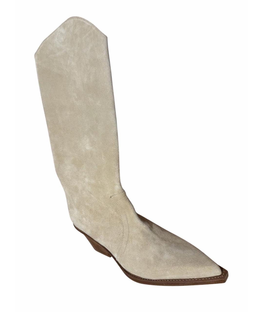 PARIS TEXAS Бежевые замшевые сапоги, фото 1
