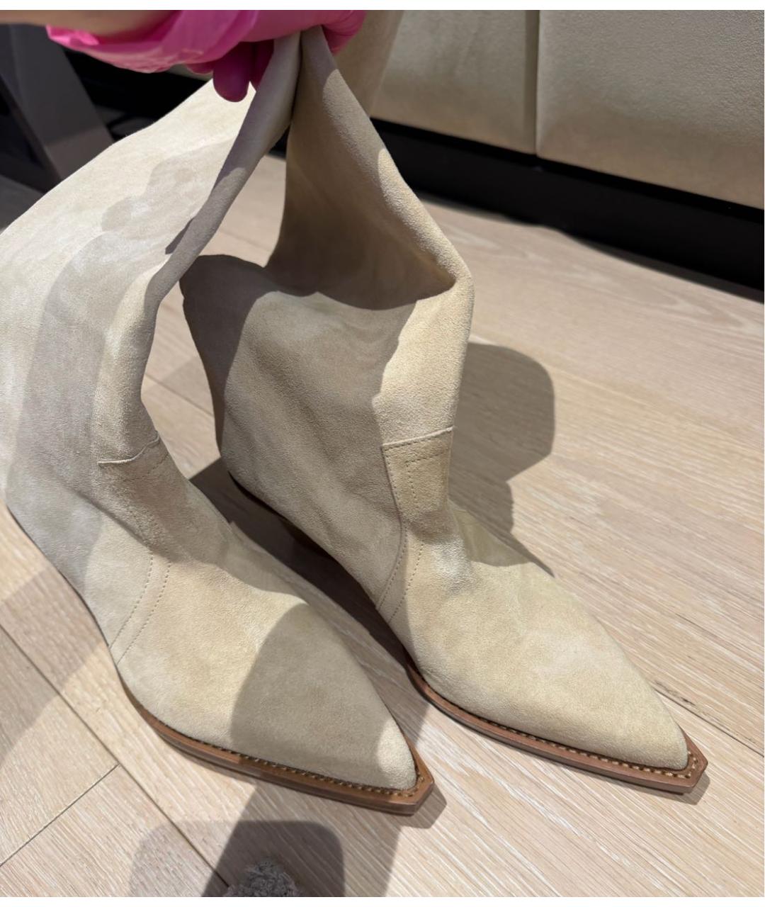 PARIS TEXAS Бежевые замшевые сапоги, фото 5