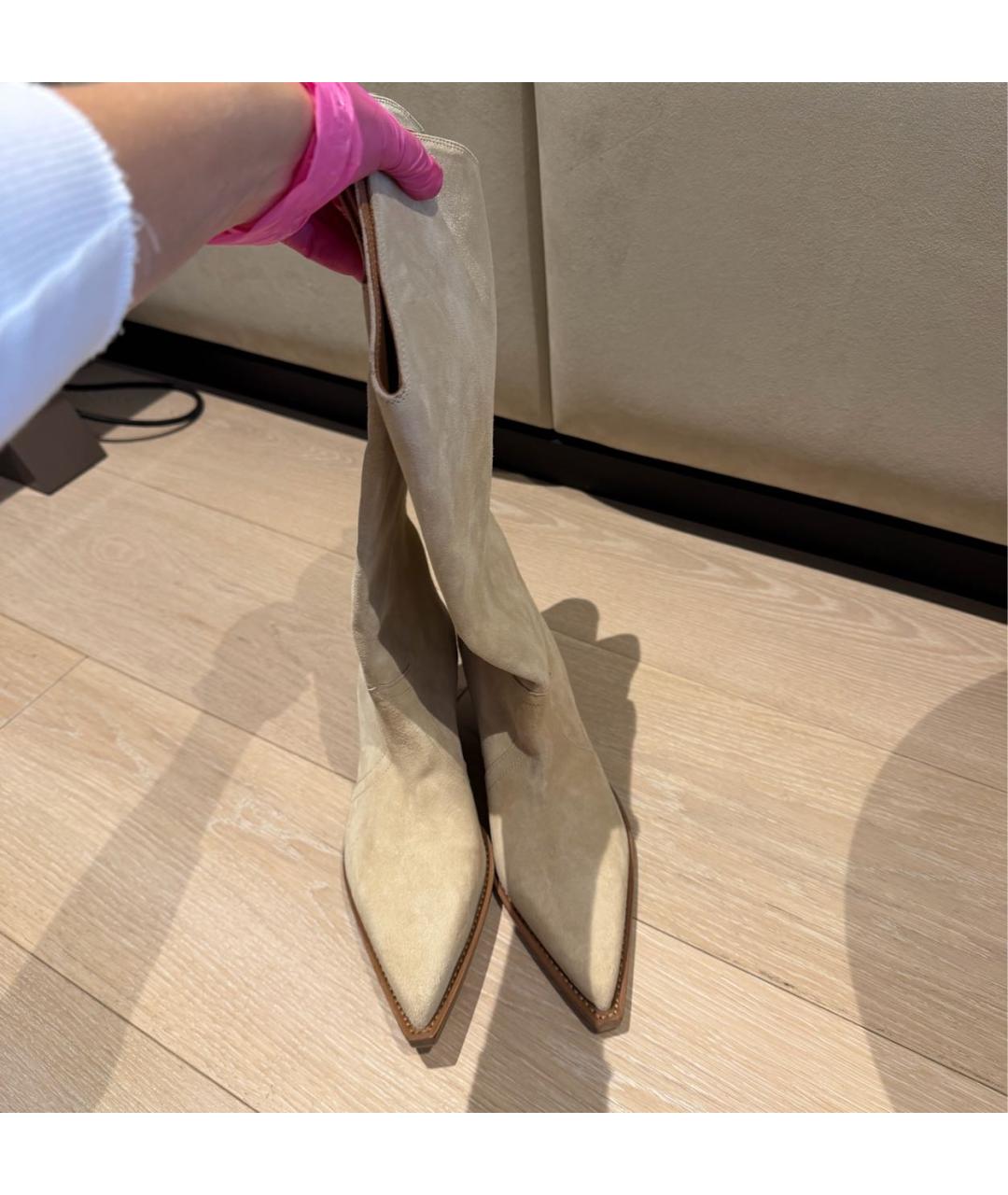 PARIS TEXAS Бежевые замшевые сапоги, фото 3