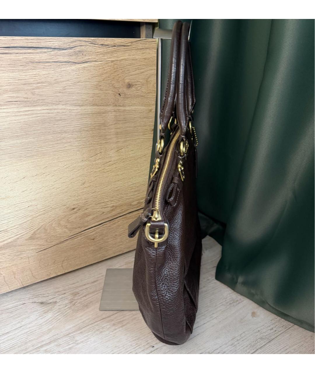 COACH Коричневая кожаная сумка тоут, фото 3