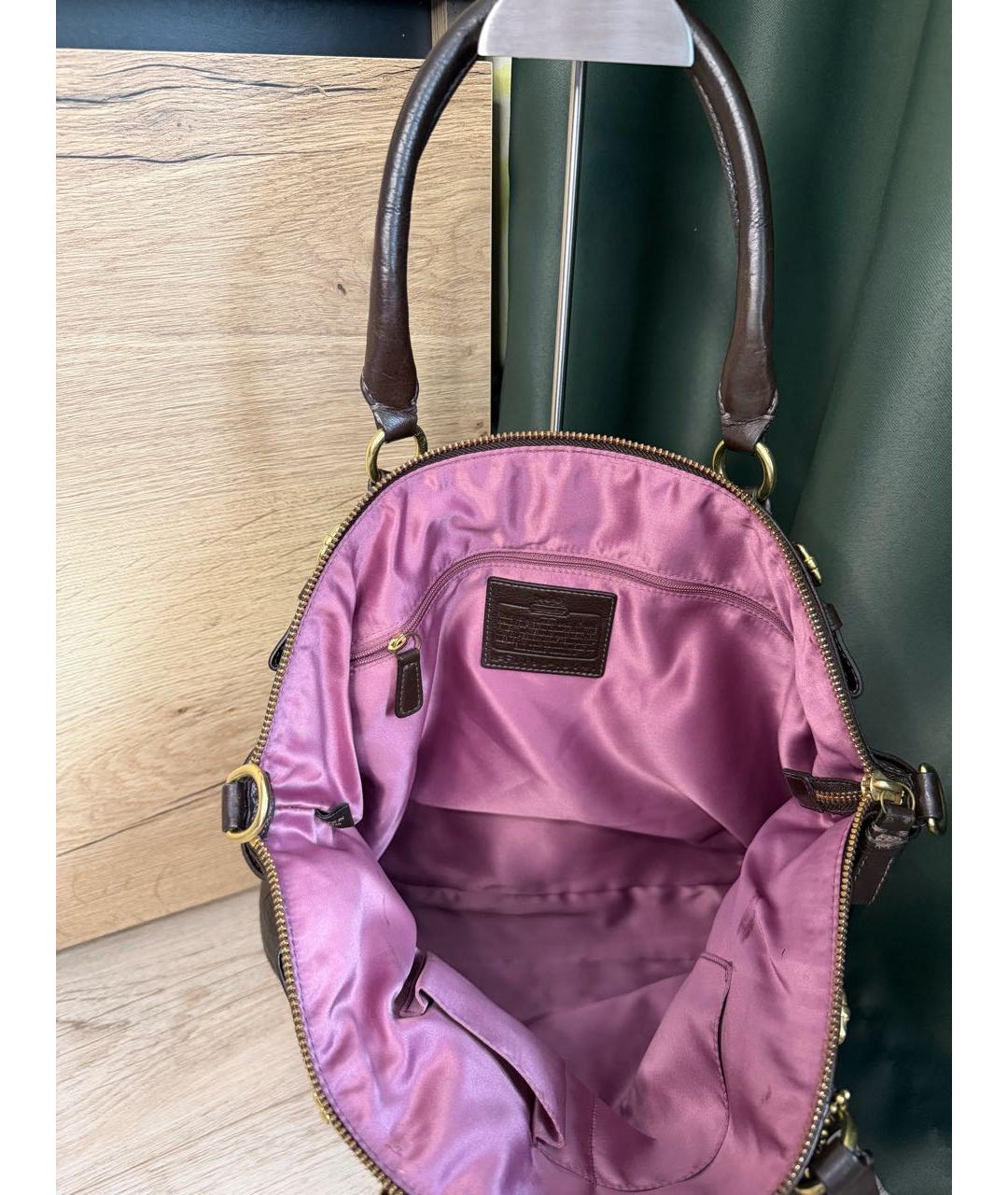 COACH Коричневая кожаная сумка тоут, фото 6