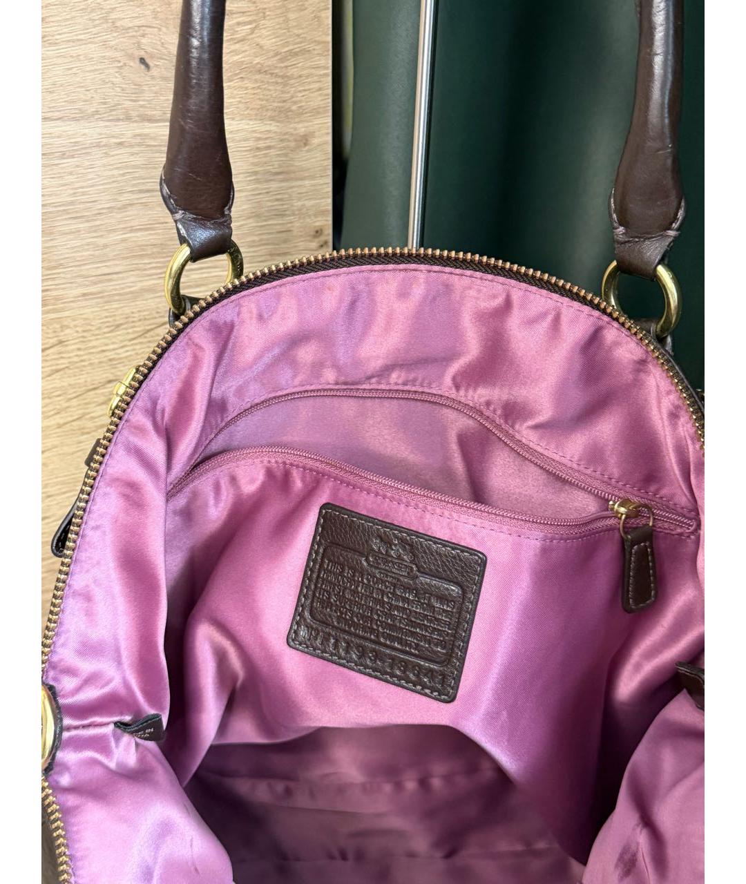 COACH Коричневая кожаная сумка тоут, фото 7