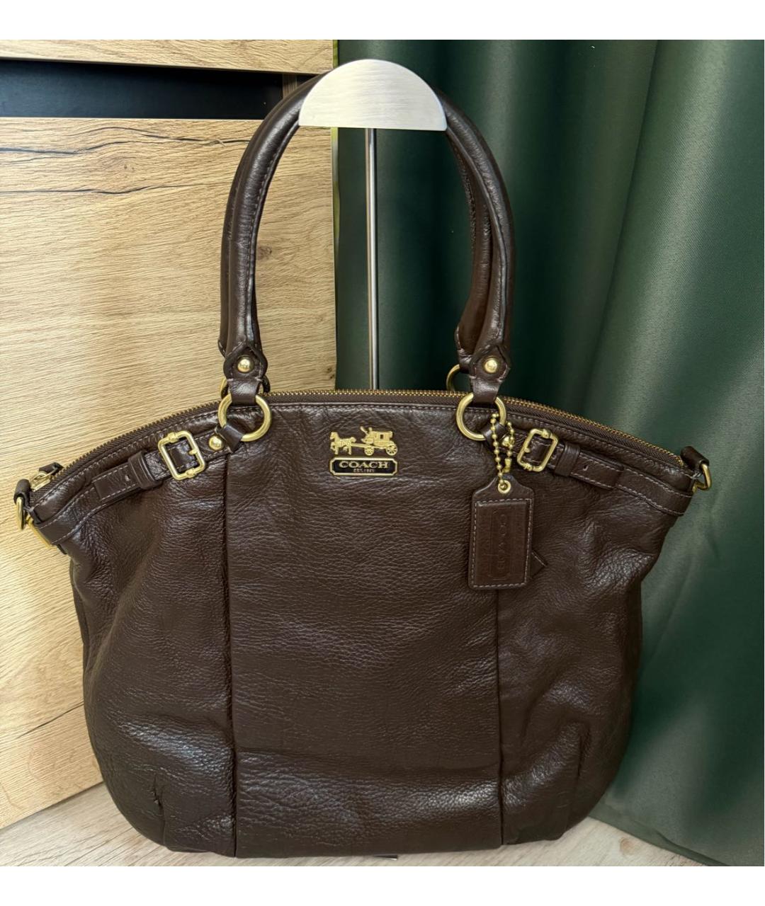 COACH Коричневая кожаная сумка тоут, фото 9