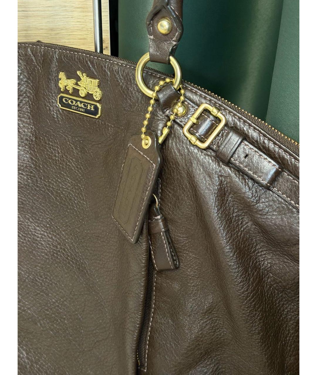 COACH Коричневая кожаная сумка тоут, фото 8