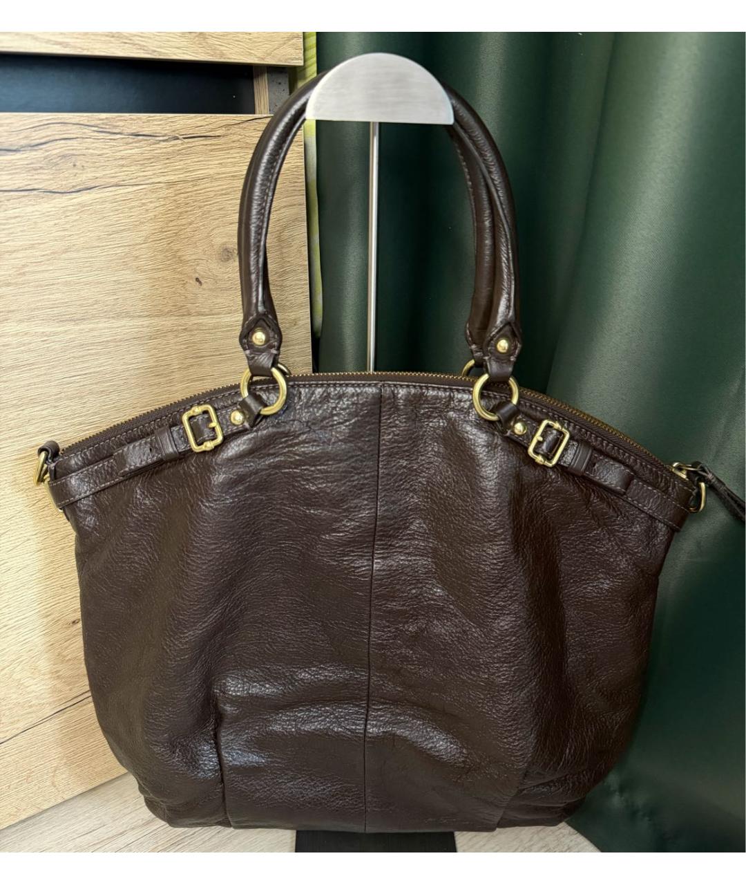 COACH Коричневая кожаная сумка тоут, фото 5